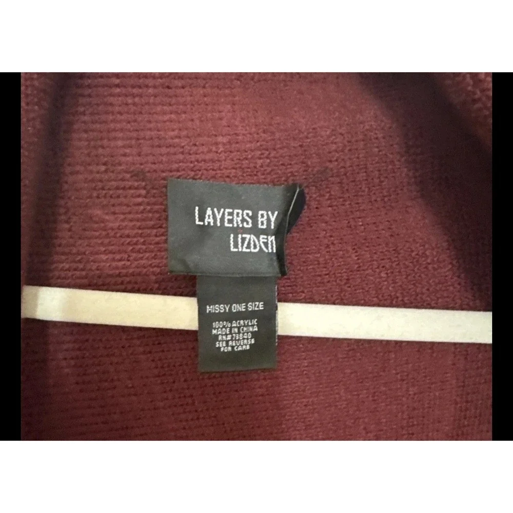 Layers‎ by Lizden Marvelush Shrug with Cable Detail NWOT Wine QVC One size Missy